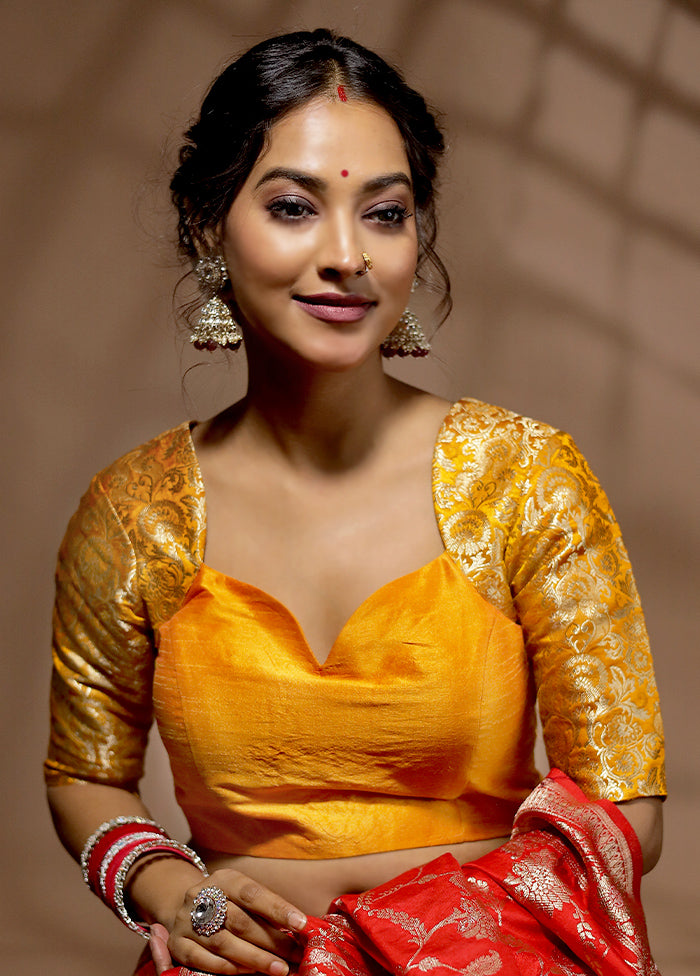 Mustard Brocade Designer Blouse - Indian Silk House Agencies