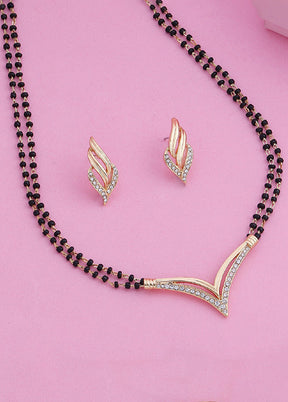 Gold And Rhodium Plated Flighting Mangalsutra Necklace Set - Indian Silk House Agencies