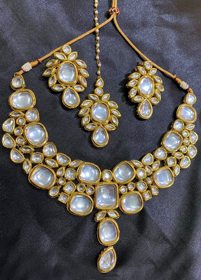 White Kundan Jewellery Set With Mangtika - Indian Silk House Agencies