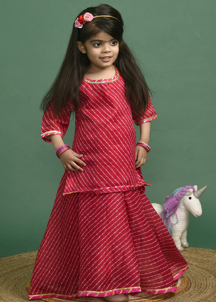 Magenta Cotton Gota Work Skirt Top - Indian Silk House Agencies