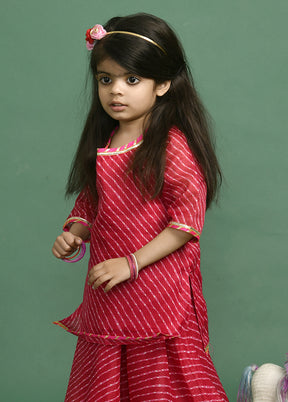 Magenta Cotton Gota Work Skirt Top - Indian Silk House Agencies