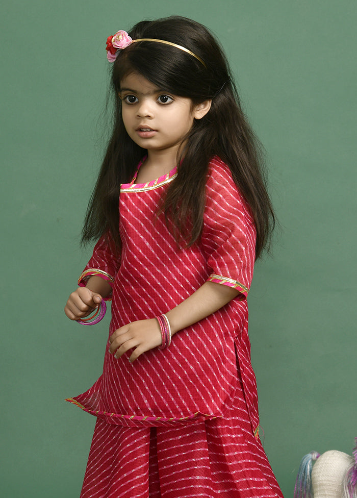 Magenta Cotton Gota Work Skirt Top - Indian Silk House Agencies