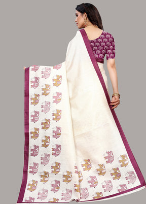 White Spun Silk Woven Saree With Blouse Piece - Indian Silk House Agencies